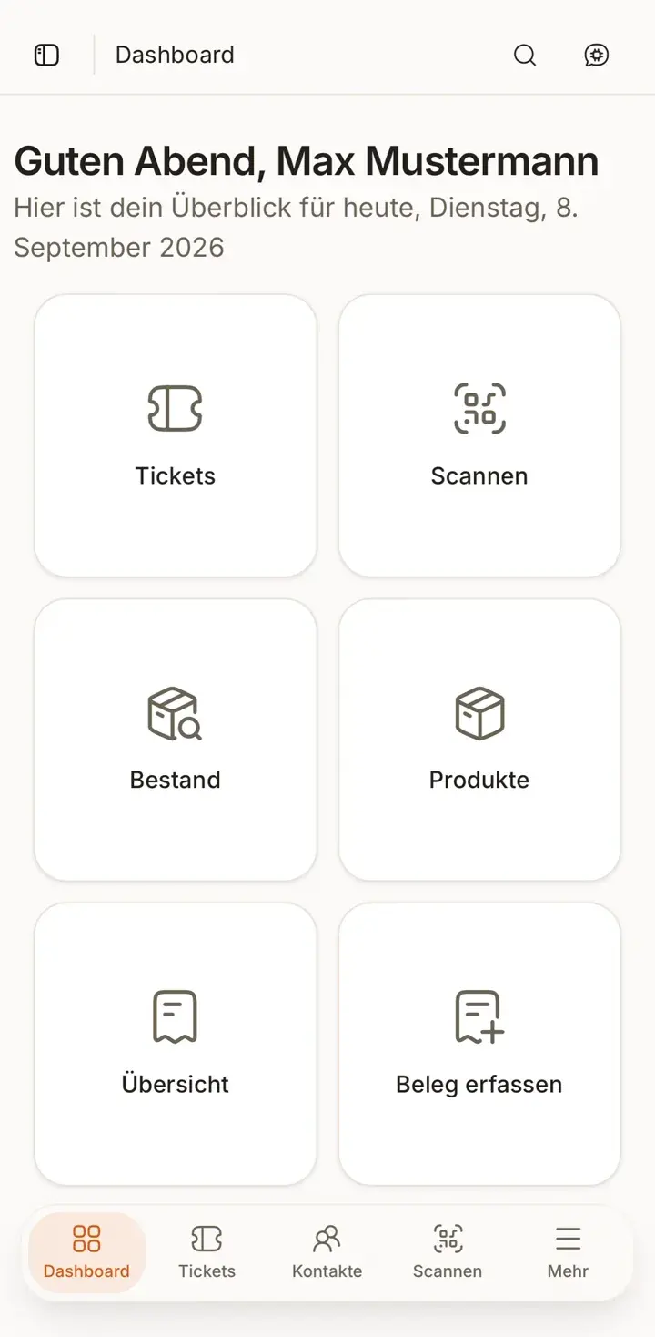 SimpliServ App am Handy mit Tagesübersicht